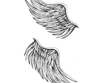 Angel wings set of realistic temporary tattoos - pretty - Hen Childrens party wrist neck back arm guardian angel 2 copies