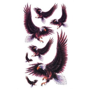 Feuille de tatouages temporaires de transfert d'aigle volant Halloween 19 x 9 cm _ La plus haute qualité découpée à l'emporte-pièce