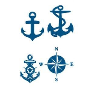 Set di tatuaggi temporanei nautici: ancora e bussola (10 x 6 cm)