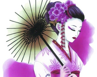 Geisha traditional temporary tattoo - coloured - oriental - realistic FULL sleeve tattoo - Large 17 x 48cm - FAST SHIPPING