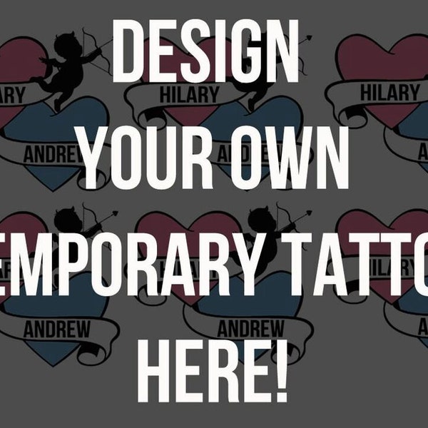 Design your own temporary tattoos- A5 Sheet Full Of Custom Temporary Tattoos. Send us your own design!! Fast Shipping from London & Texas.