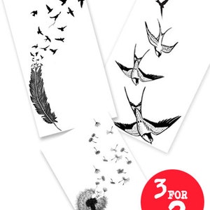 3 Inkwear Temporary Tattoos for 2 Flock Together High Quality Die Cut Transfer Fast shipping image 1