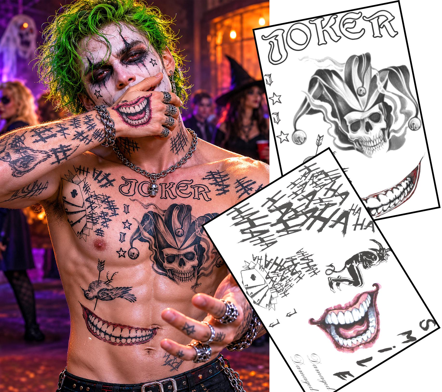 アメリカ☆フェイスタトゥー☆男の子編。ハロウィン ギャングスターピエロの悪役タトゥーシール – ハロウィンコスチューム