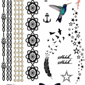 1 Sheet of HAND Temporary Tattoos || Our best seller collection ||A5 Set - Fast Shipping