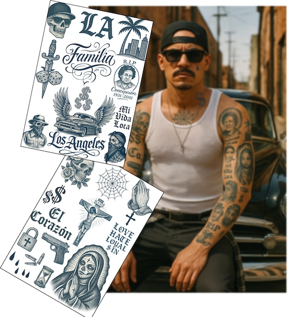 Cholo LAギャングスター テンポラリータトゥー：映画、コスプレ