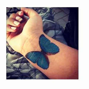 Temporary Tattoo Blue Butterfly 5x5 cm (set of 3)