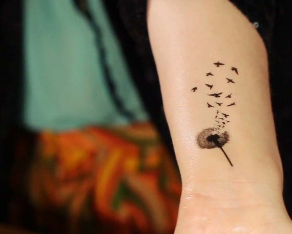 Pissenlit Oiseaux Tatouage Temporaire Prime Qualité Die Cut Transfert Et Peau Safe Livraison Rapide