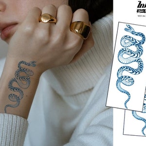 Semi-Permanent Tattoo | 1 tattoo + 1 FREE  | Snake tattoo  | Last 1 to 2 weeks | Fool Friends | Temporary Tattoo | SAFE Herbal Inks | 10x4cm
