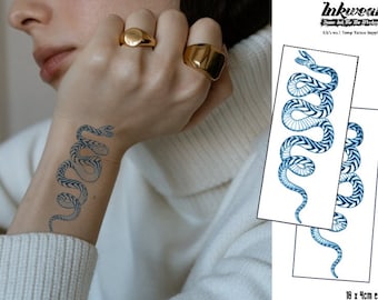 Semi-Permanent Tattoo | 1 tattoo + 1 FREE  | Snake tattoo  | Last 1 to 2 weeks | Fool Friends | Temporary Tattoo | SAFE Herbal Inks | 10x4cm