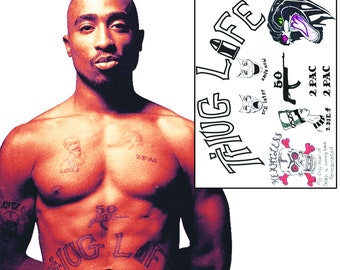 TuPac Shakur Rapper Fake Tattoos |2Pac inspired temporary tattoos