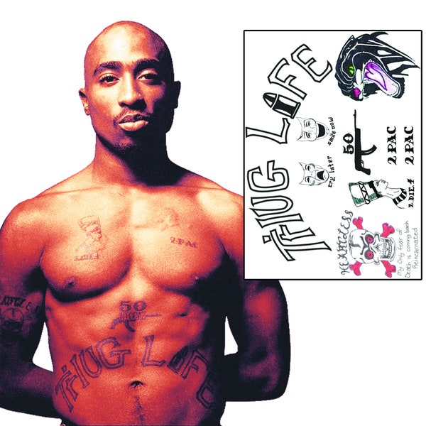 TuPac Shakur Rapper Inspired Fake Tattoos / Tatuajes temporales inspirados en 2Pac / ENVÍO RÁPIDO GRATIS al Reino Unido