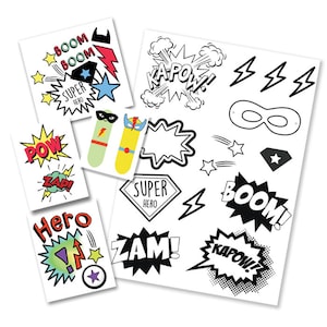 Kids Super Hero Tattoo Pack *Includes Tattoo Pens By ickle ink. Great as presents or for parties. Fast shipping!