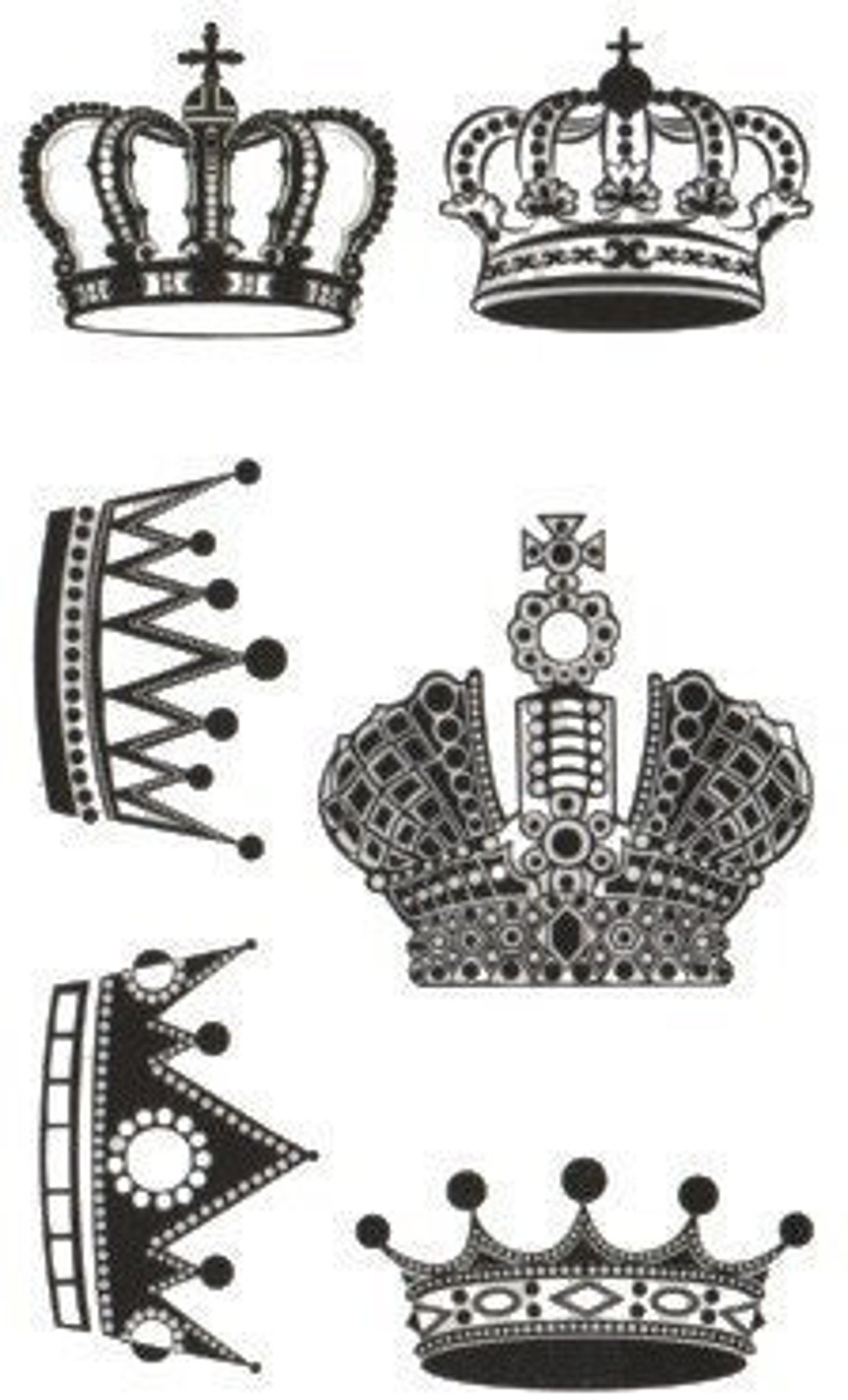 6x Crown Designs King and Queen Royal Black Logo Temporary Sticker