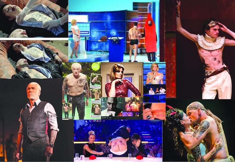 May include: A collage of images featuring diverse scenes. Some images depict people in theatrical settings, while others show individuals in what appears to be a television studio. The images include a variety of subjects, from performers to individuals in formal attire.
