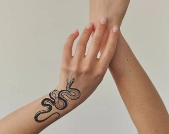 Pair of snake temporary tattoos || Transfer Fake|| 5.5" x 3" each || Fast Shipping