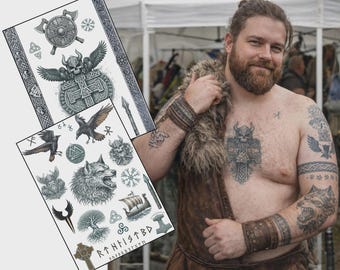 Tatuajes temporales realistas de una prision rusa: aspecto envejecido y descolorido. Tatuajes falsos para cine, televisión, teatro y cosplay