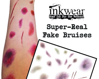 Very Realistic Fake Bruise & Scratch collection, used in Hollywood and Theatre || x 2 sheets