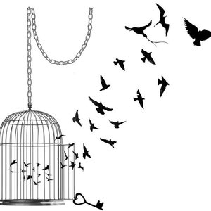 Birdcage & Silhouette temporary tattoo x2 5cm x 5cm image 1