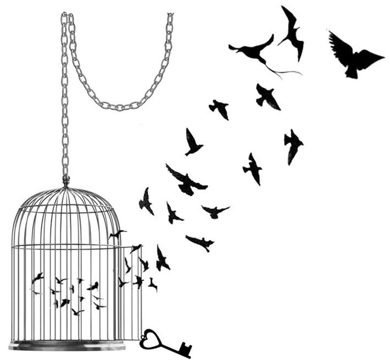 Birdcage & Silhouette temporary tattoo x2 5cm x 5cm image 1