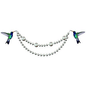 Hummingbird pearl necklace Temporary transfer Tattoo - Popular - 20 x 7cm - Fast Shipping