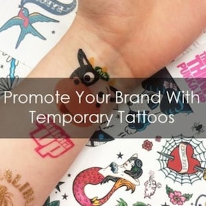 Custom Logo Temporary Tattoos: A5 Sheet, Fast Shipping