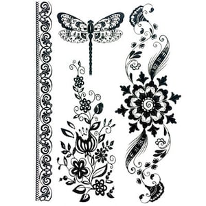 Henna patterned Temporary transfer Tattoo  set A5  - Body Hand art jewellery wedding - Fast Shipping!