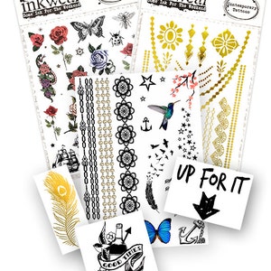 Party Pack - Collection of party temporary tattoos, Fast Shipping
