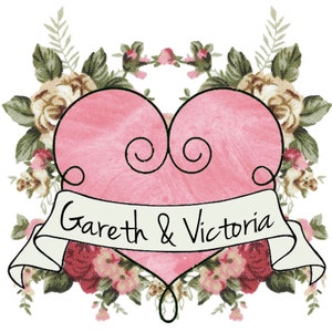 Customised Vintage Heart Temporary Tattoo: Add Your names in Hearts - Fast Shipping 6 copies