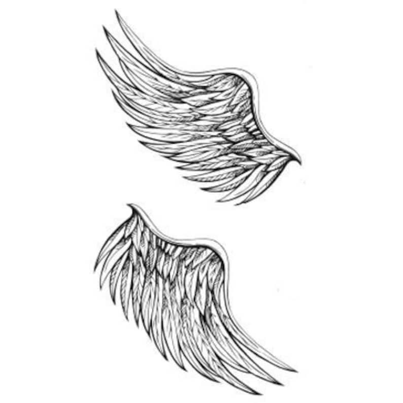 Angel wings set of realistic temporary tattoos pretty Hen Childrens party wrist neck back arm guardian angel 2 copies image 1