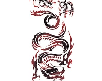 Dragon stencil temporary transfer tattoo set 19 x 9cm - Realistic | FAST SHIPPING | Japanese