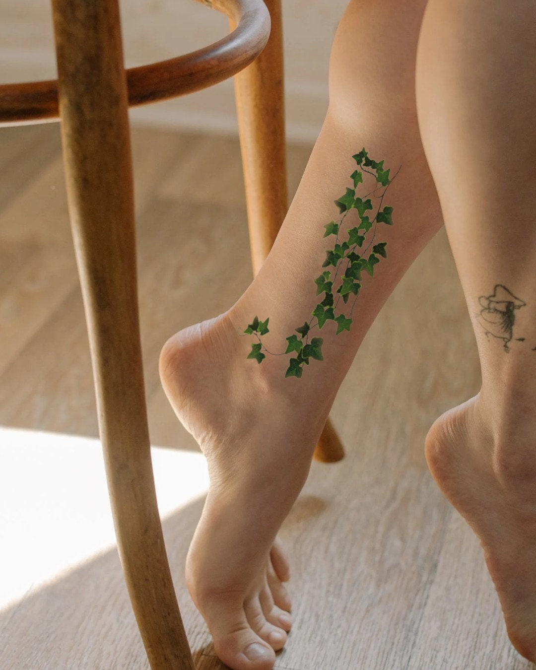 Realistic Flowers Vine Tattoo On Right Ankle
