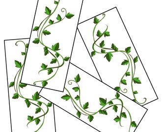 Green Vine Leaf Temporary Tattoo - 4 Sheet Set