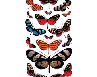 Butterfly sheet of 16 Temporary Transfer Tattoos for skin and decoupage - Vintage beautiful and colorful - FAST shipping