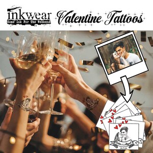 Tatouage temporaire portrait de couple | Fête de fiançailles de mariage | Faveurs de mariage | Cadeaux d'invités personnalisés | Tatouage