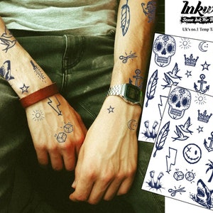 Semi-Permanent Tattoo | 1 sheet + 1 FREE  | Hand Poked Style  | Lasts 1 to 2 weeks | Fool Friends | Temporary Tattoo | A5 sheets