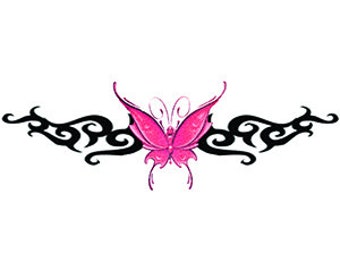 Cheryl Cole Inspired Fake Lower back Tattoo || Pink Butterfly || Temporary tattoos 20 x 7 cm 2 copies
