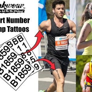 Tillfälliga tatueringar för löpartävlingsnummer: Maraton, Triathlon