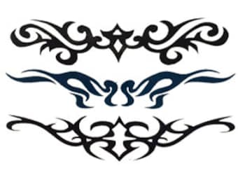 Tribal Back temporary tattoos x 3 in Blue and black 10 x 6cm - Realistic - Fast shipping 2 copies