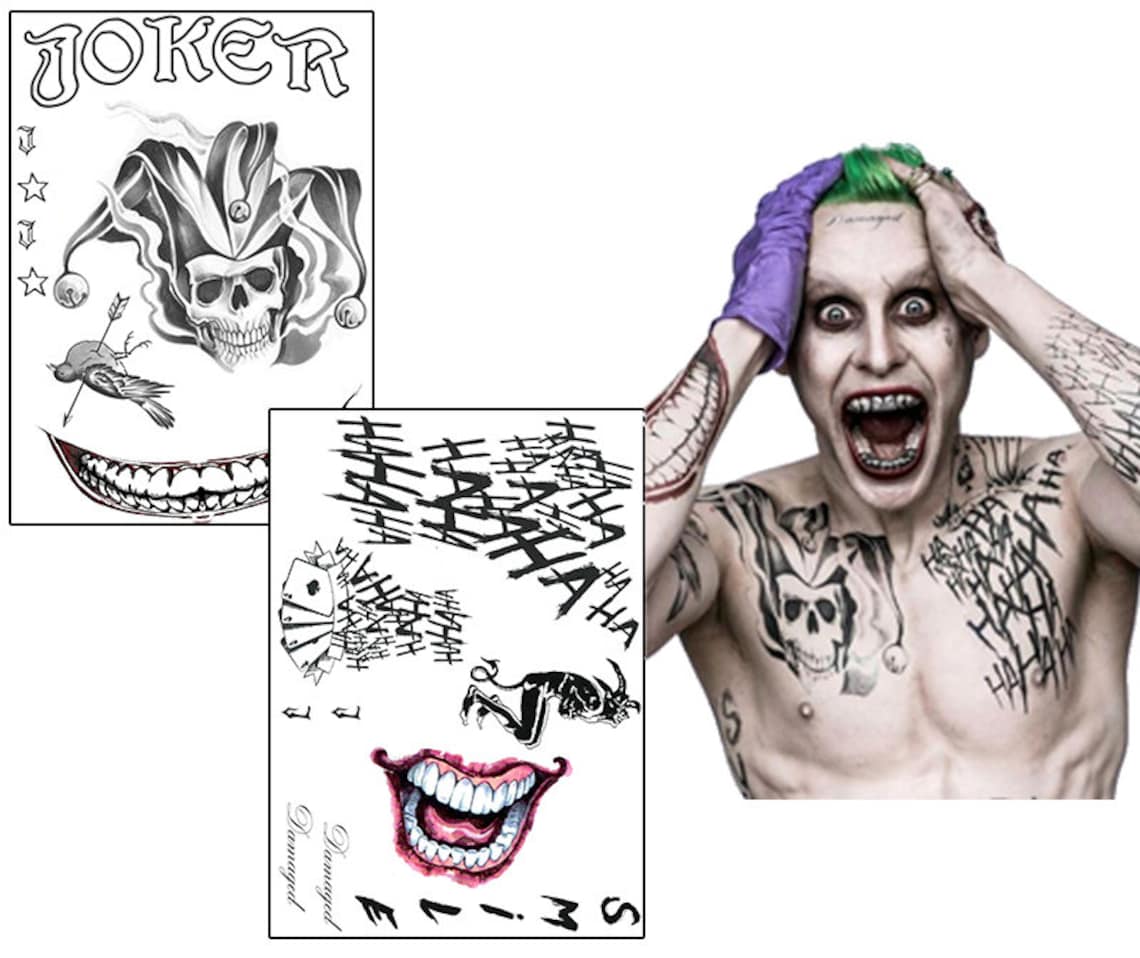 Joker From Suicide Squad Tattoos Joker Suicide Squad Fake Tattoos | Etsy