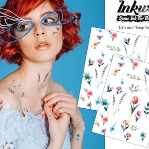 Floral Temporary Tattoos: Petite Petals Design (2 A5 Sheets)