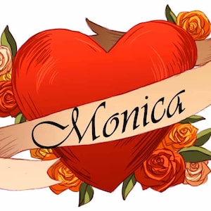 Custom name in a Heart temporary tattoo | Personalized | Made to Order | 2"x 2" (6 copies) - Fast Shipping