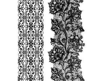 Lace garter temporary transfer tattoo for thigh - 2 sheets || Burlesque, sexy intricate design _ FAST SHIPPING