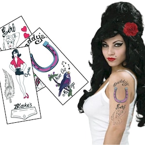 Back to Black Inspired Fake Tattoo Set for Costume & Tribute – Skin Safe, Easy to Apply