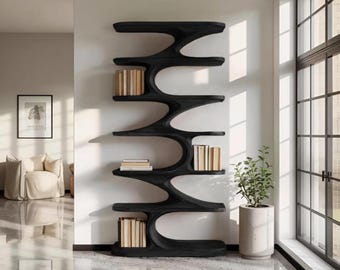 Modern Organic Curved Bookshelf For Living Room