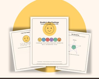Big Feelings Tracing Worksheets, SEL Emotions Printable, Kids Calm-Down Pack (Digital Download)