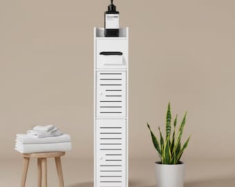 Slim Bathroom Toilet Paper Storage Cabinet – Paper Organizer & Towel