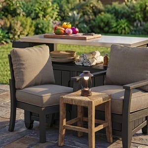 Keter Unity XL Outdoor Kitchen Prep Station: Stainless Steel Top BBQ Table & Storage Cabinet for Grilling, Dining and Patio - Dark Grey