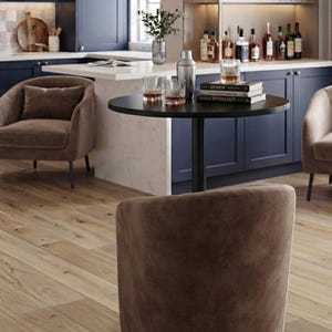 Modern Black Bar Height Table 102cm - Round Bistro Café Table with Tulip Base High Top Pub Table for Small Spaces, Kitchen Living Room