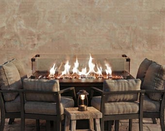 Table de foyer extérieur au propane de 43 po. - Foyer au gaz de 50 000 BTU avec couvercle - Foyer rectangulaire certifié CSA pour patio, jardin et terrasse