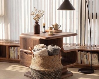 Table d'appoint étroite à roulettes avec rangement, table de chevet en bois avec deux tiroirs et étagères